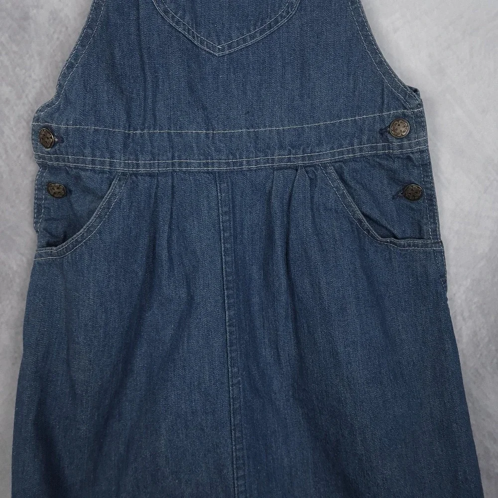 Vintage OshKosh Denim Overall Dress Girls 6 Jumper USA 90s Prairie Farm Cottage
